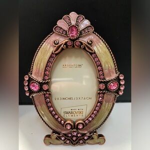 Argento SC Swarovski Royal Pink Enamel & Crystal 2" x 3" Oval Frame